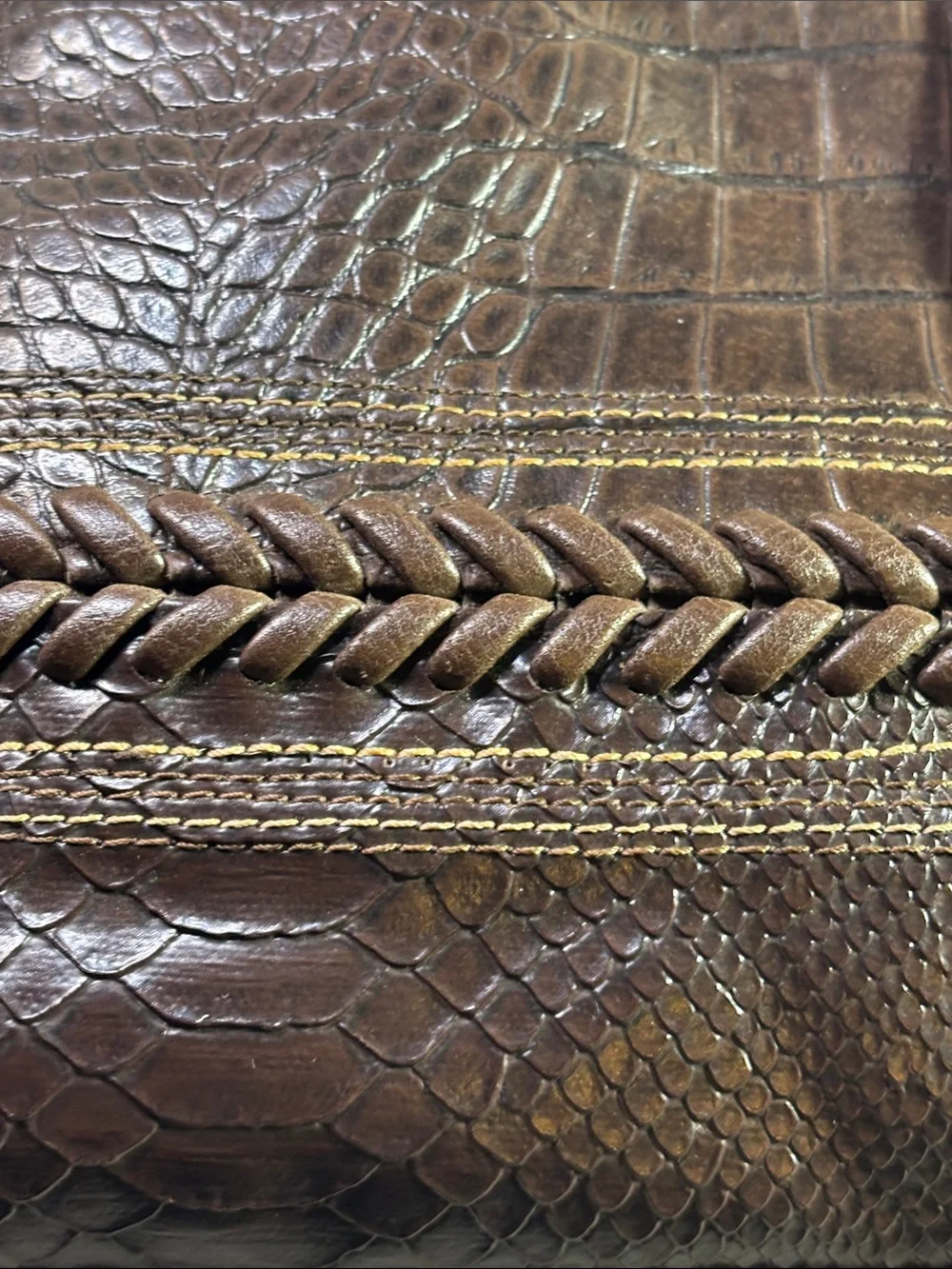 Sag Harbor Faux Alligator Brown Leather Purse